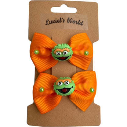 Sesame Street Bows- Oscar the Grouch